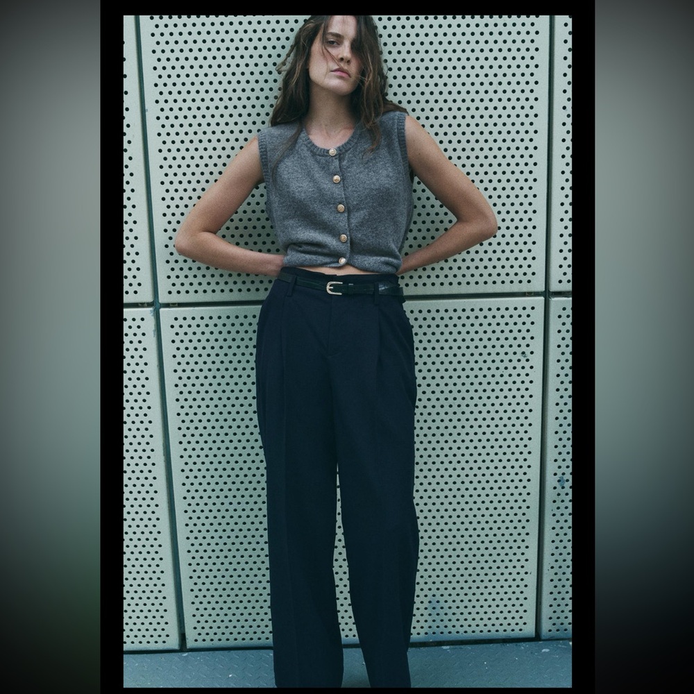 Zara NWT Belted Pleated Pants